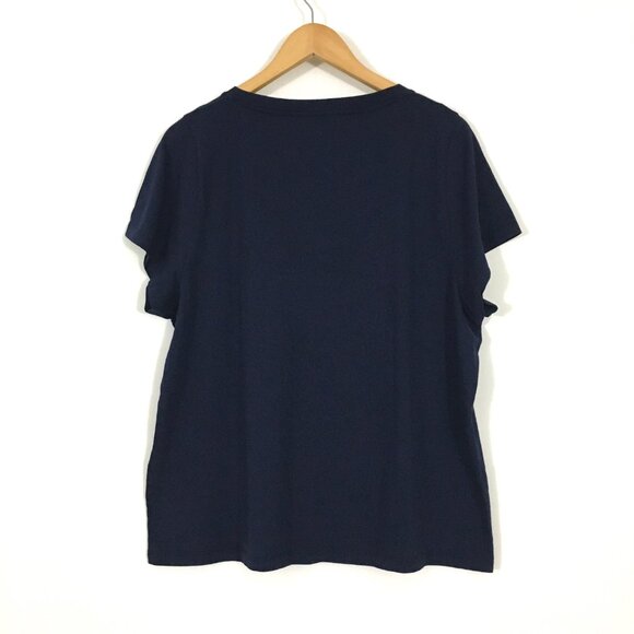 NEW! J.Crew Mercantile Slightly Cropped V-Neck Broken-In T-Shirt Navy - 2X - Picture 3 of 5